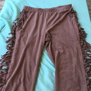 Boutique suede fringe pants